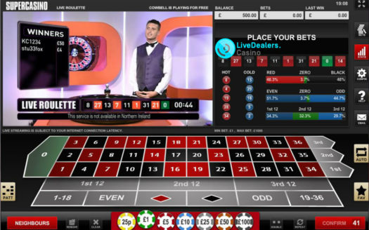 Live Roulette on Channel 5  or online. Their proprietary game